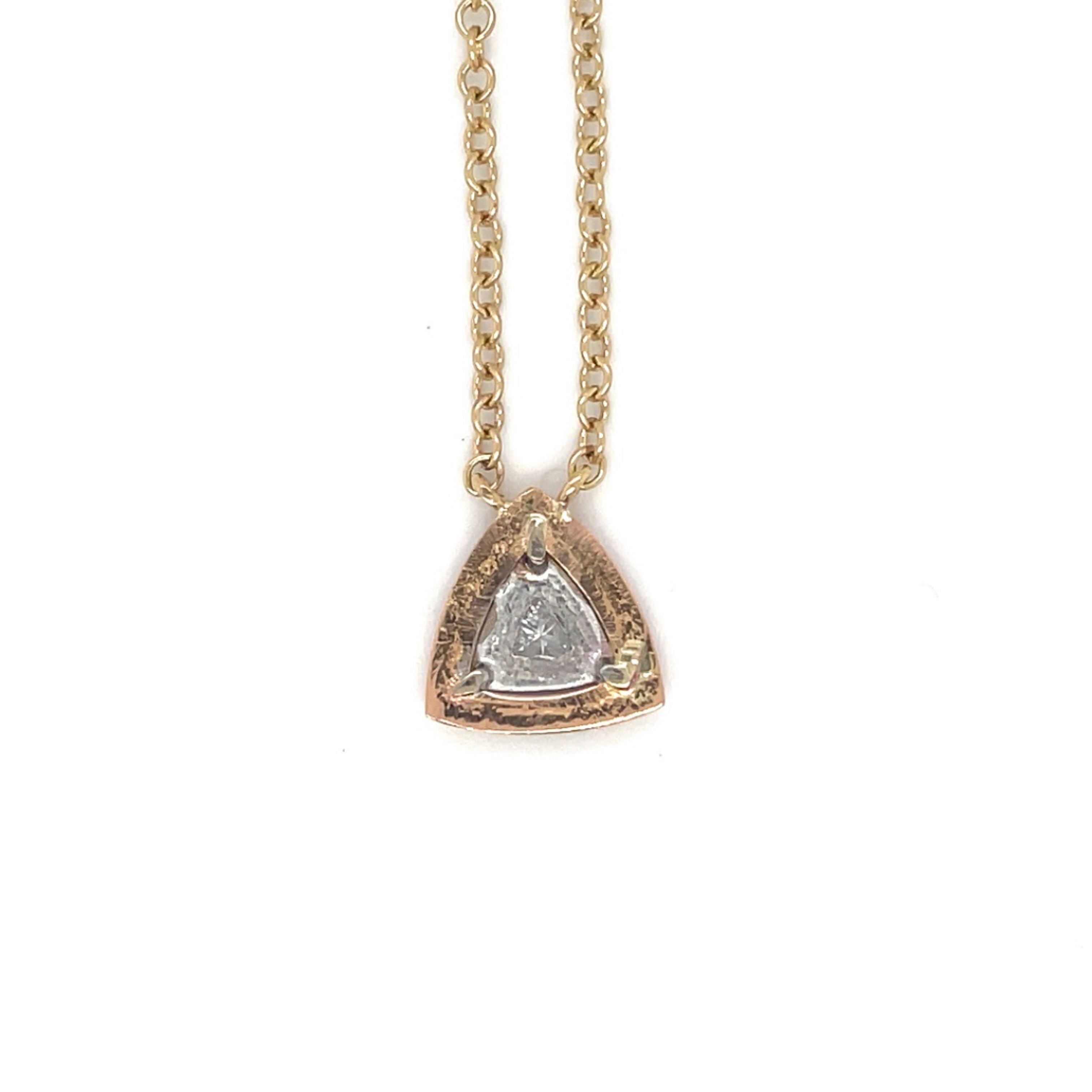 18ct Three-Tone Trillion Diamond Necklace (16")