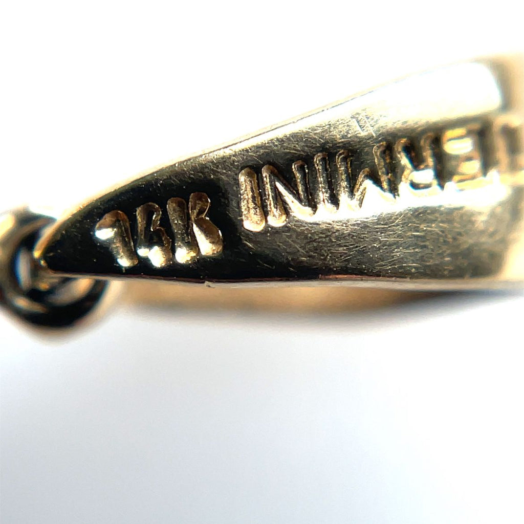 14ct Yellow Gold Wood & Diamond Ship Wheel Pendant