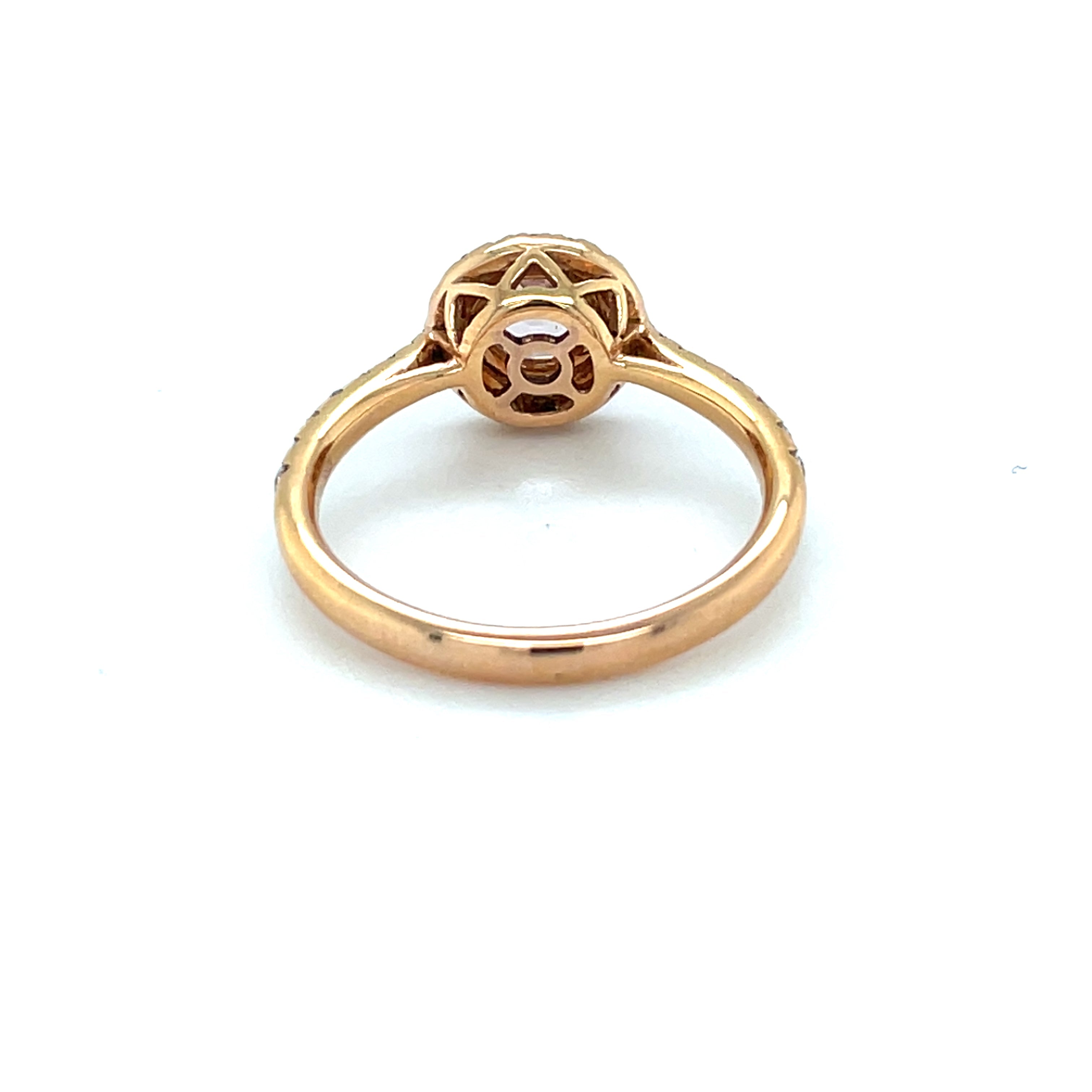 18ct Rose Gold Morganite & Diamond Cluster Ring (N)