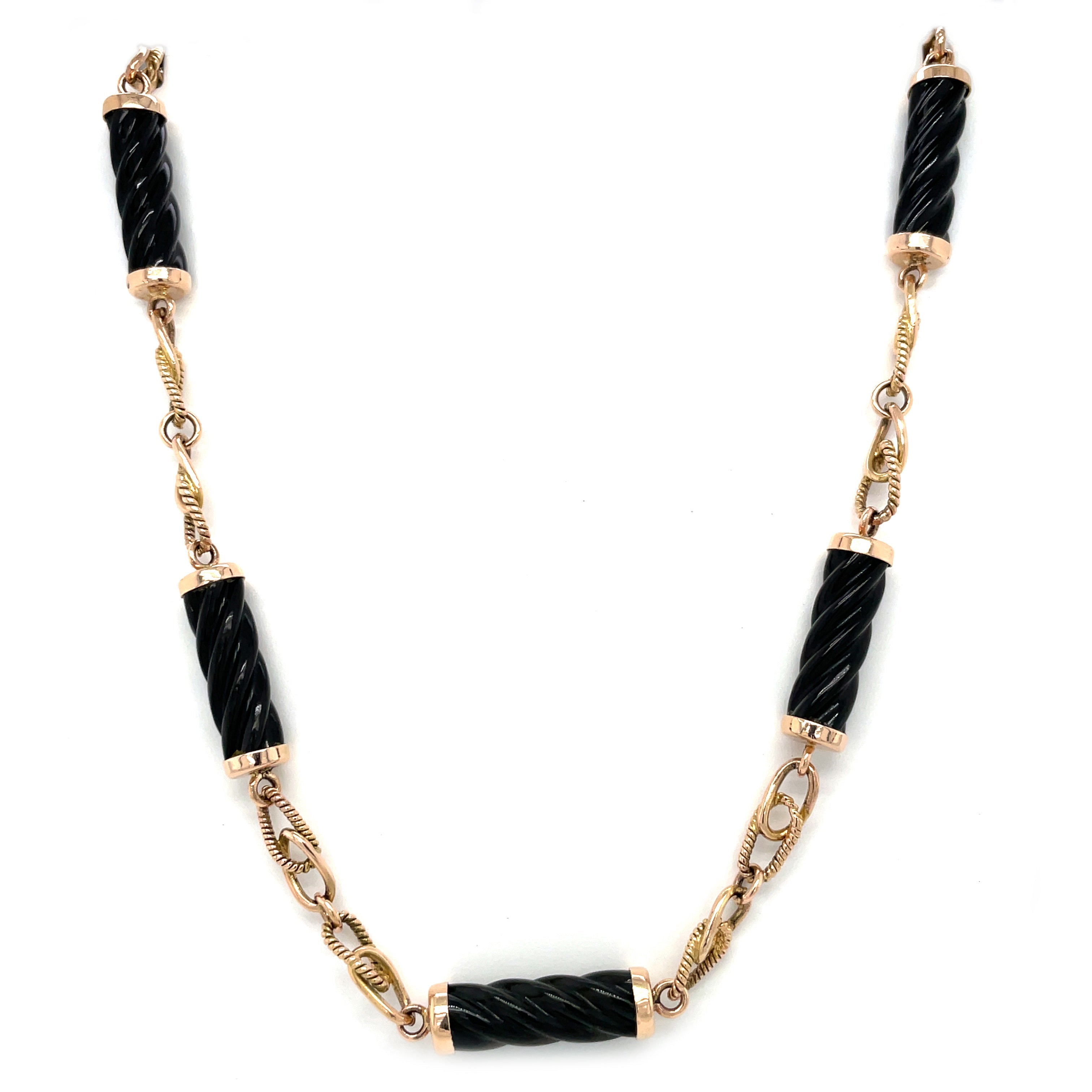14ct Yellow Gold Onyx Necklace (28")