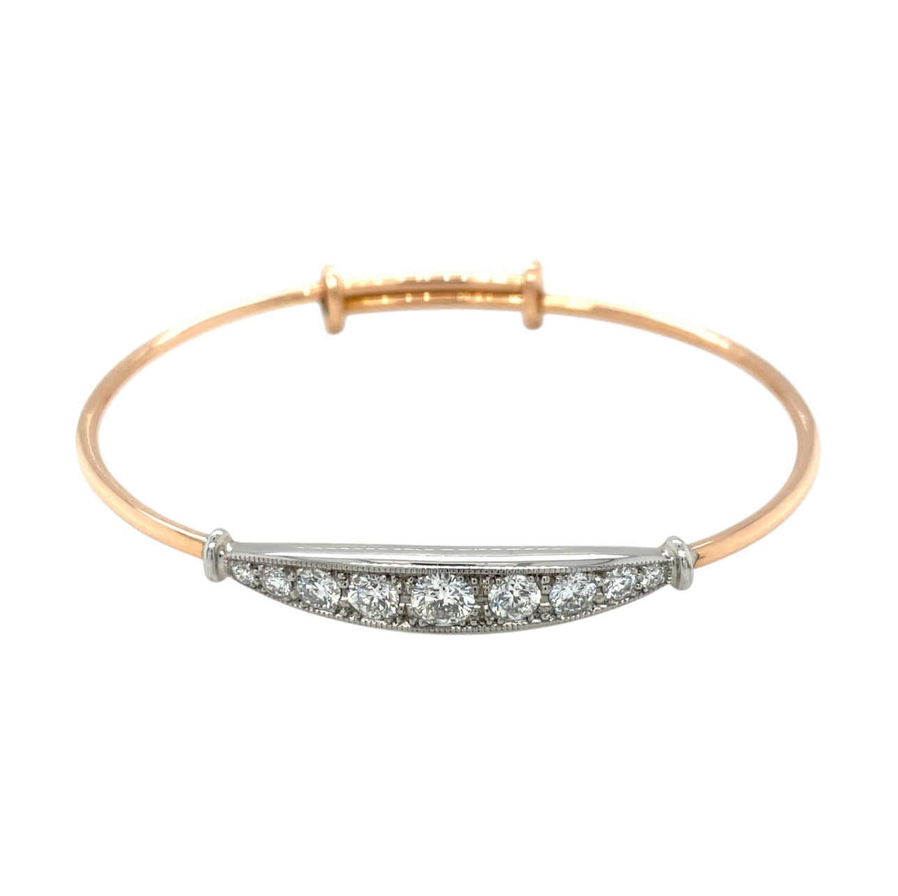 18ct White & Rose Gold Expanding Diamond Bangle