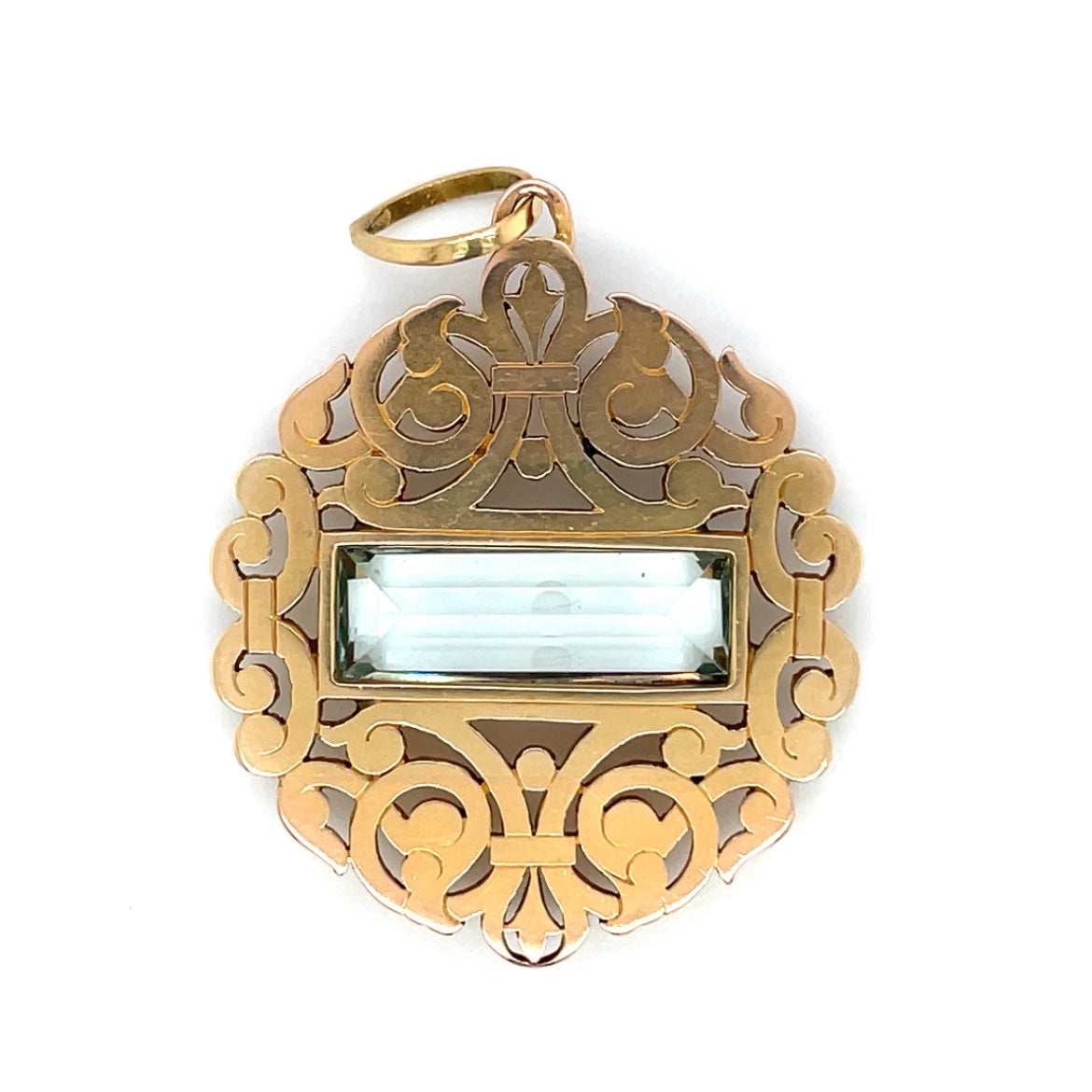 14ct Yellow Gold Lattice Aquamarine Pendant