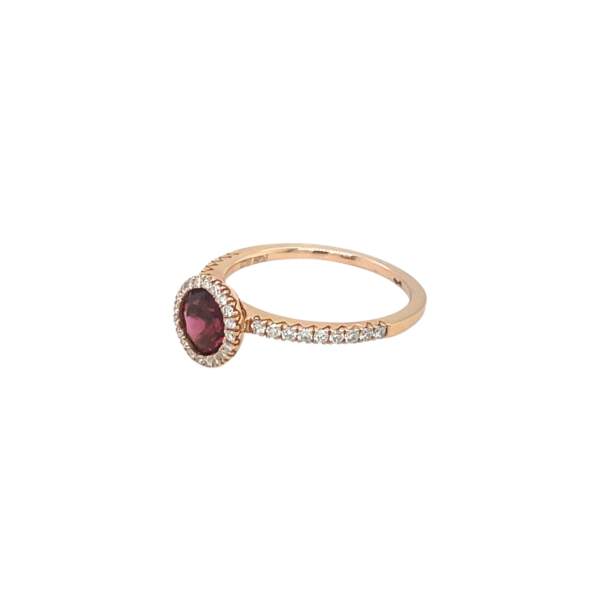 18ct Rose Gold Pink Tourmaline & Diamond Ring (N)