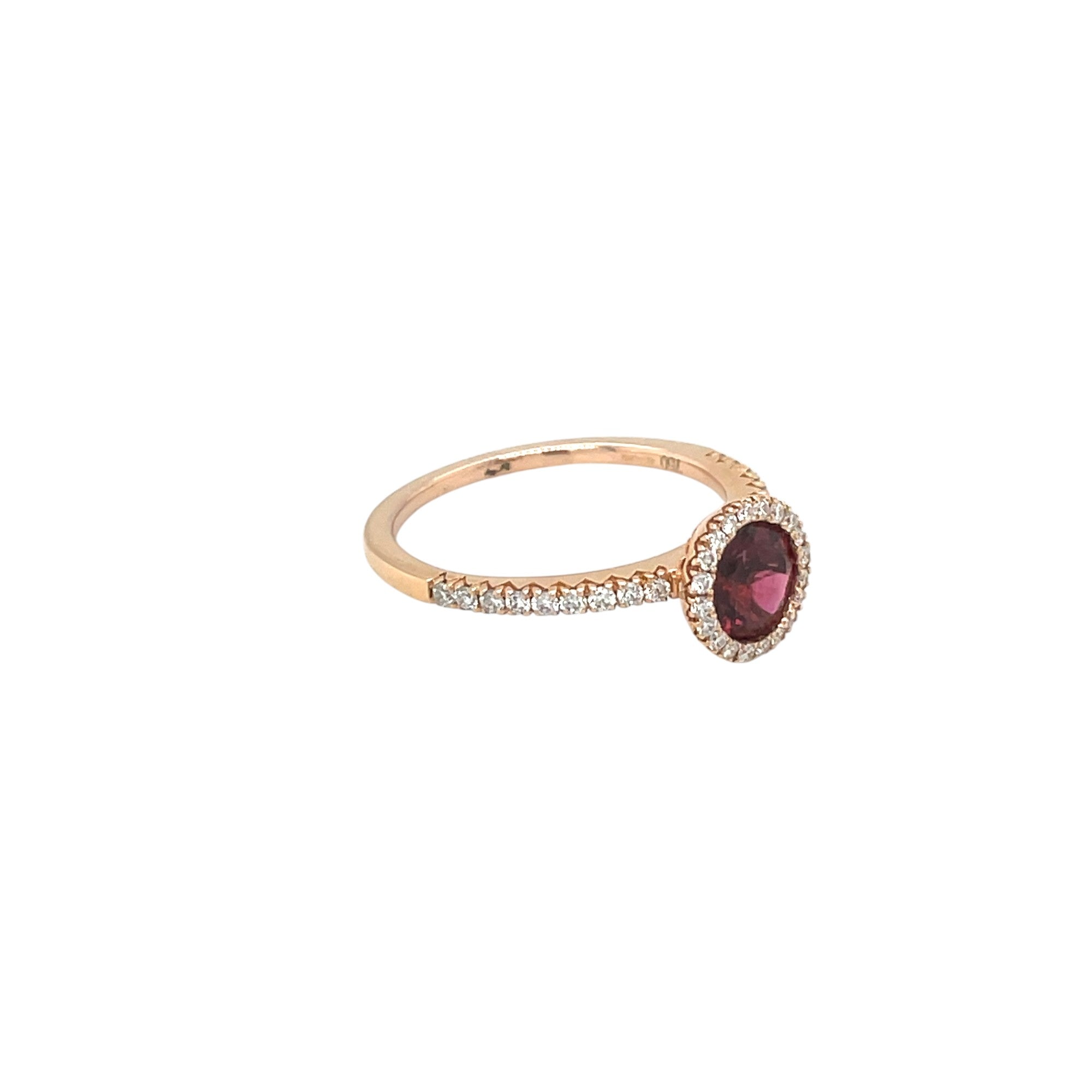 18ct Rose Gold Pink Tourmaline & Diamond Ring (N)