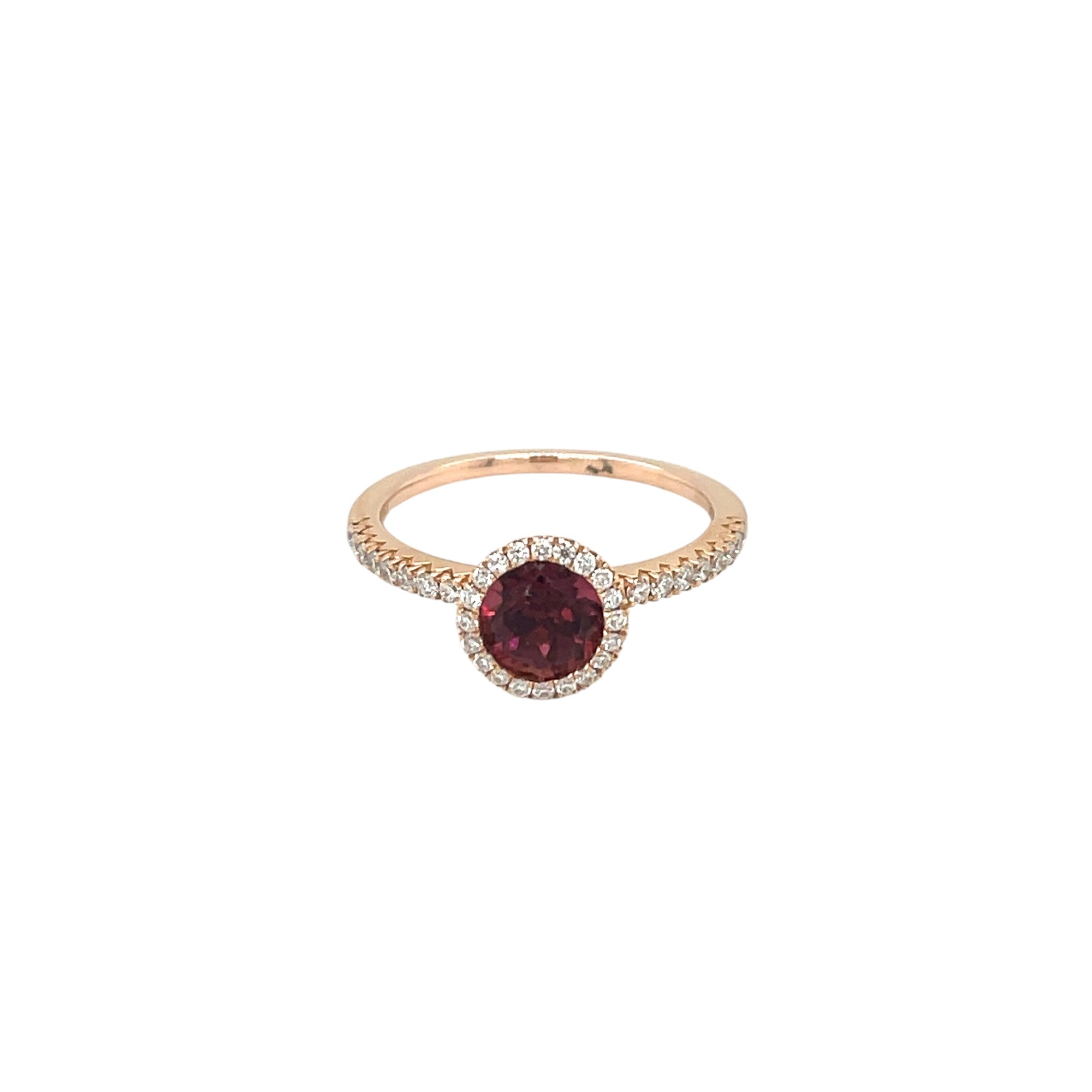 18ct Rose Gold Pink Tourmaline & Diamond Ring (N)