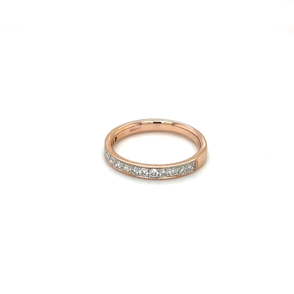 18ct Rose Gold Half-Set Diamond Eternity Ring (L)