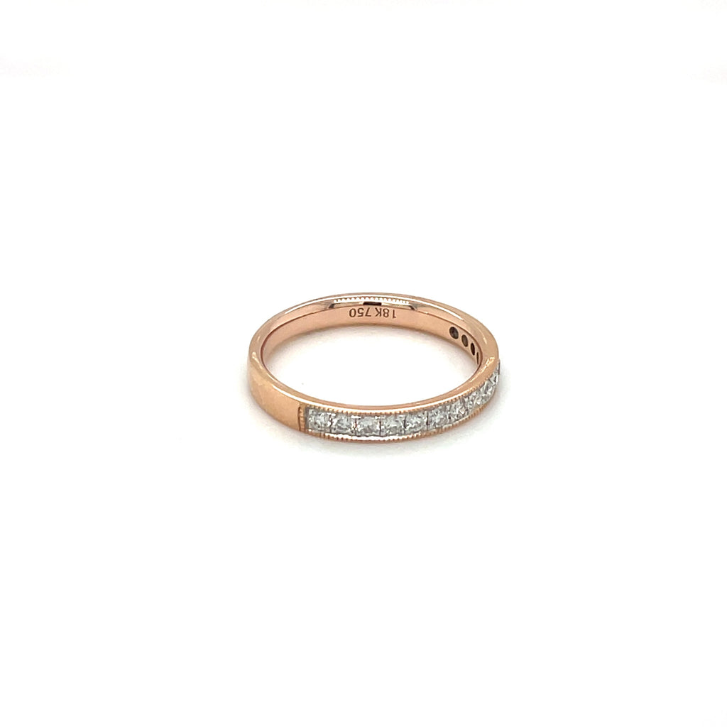 18ct Rose Gold Half-Set Diamond Eternity Ring (L)