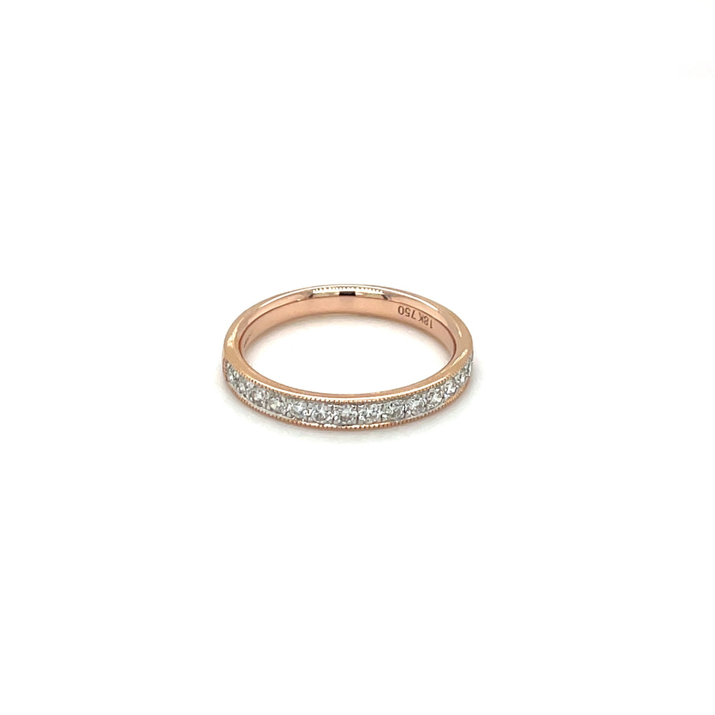 18ct Rose Gold Half-Set Diamond Eternity Ring (L)