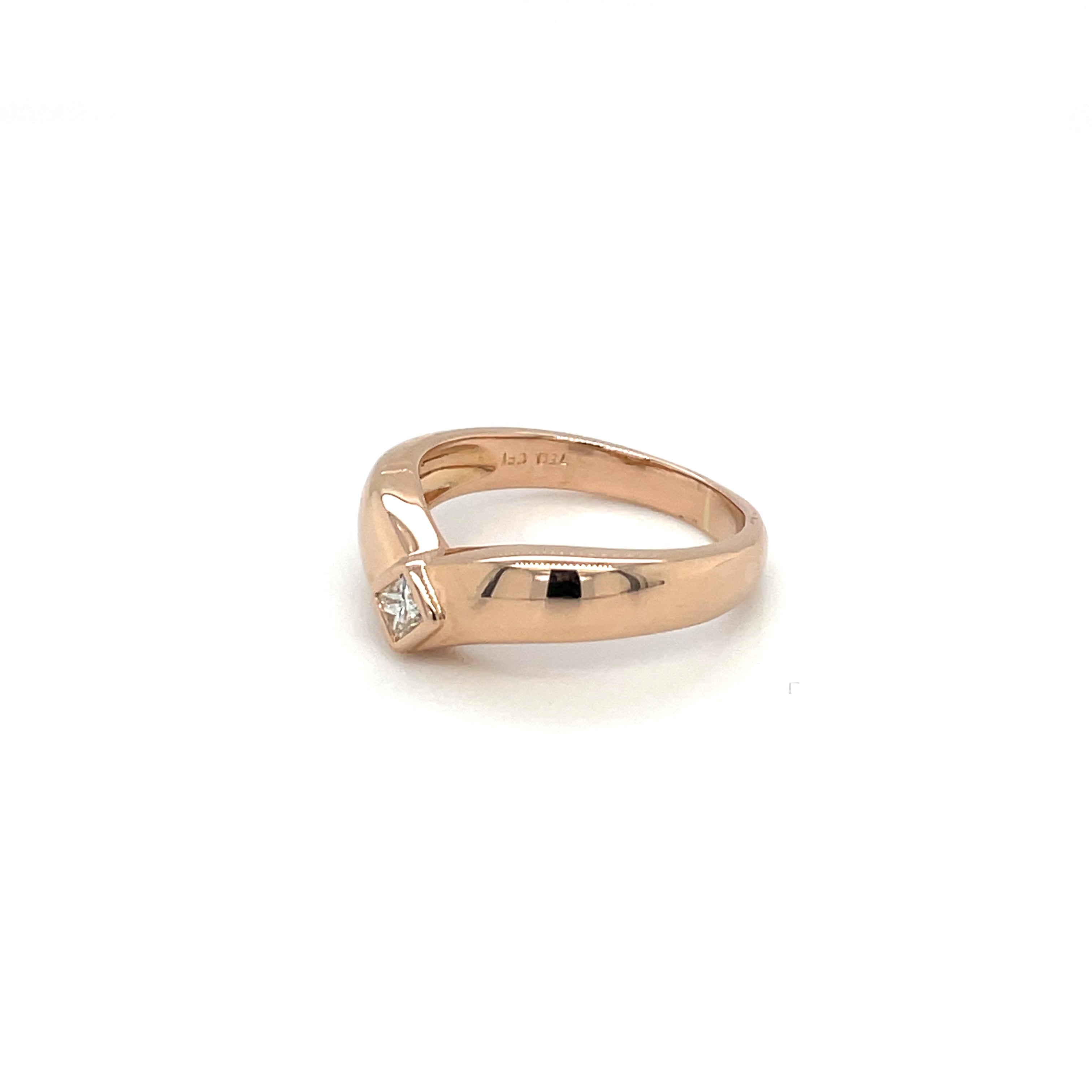 18ct Rose Gold Diamond Wishbone Stack Ring (L1/2)