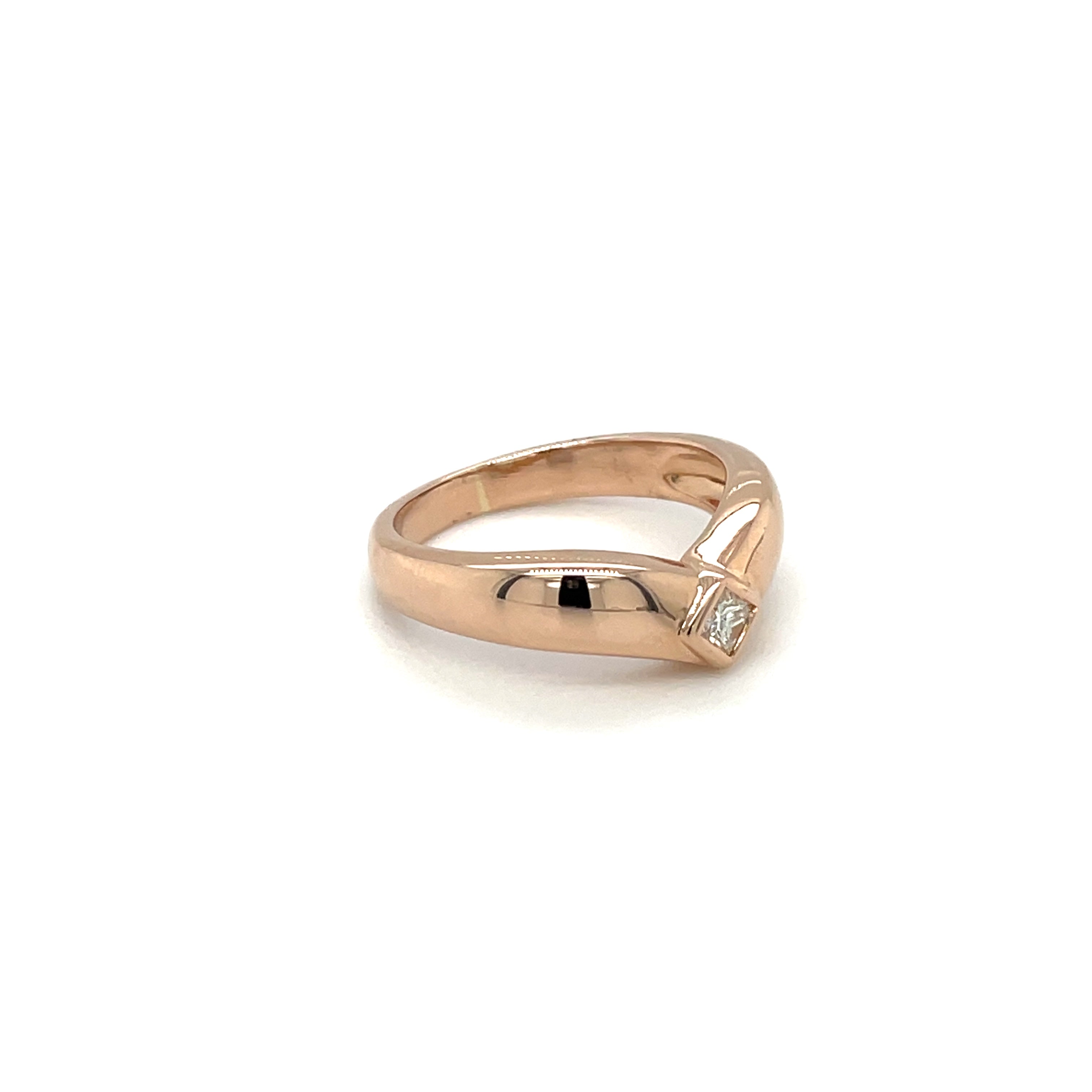 18ct Rose Gold Diamond Wishbone Stack Ring (L1/2)