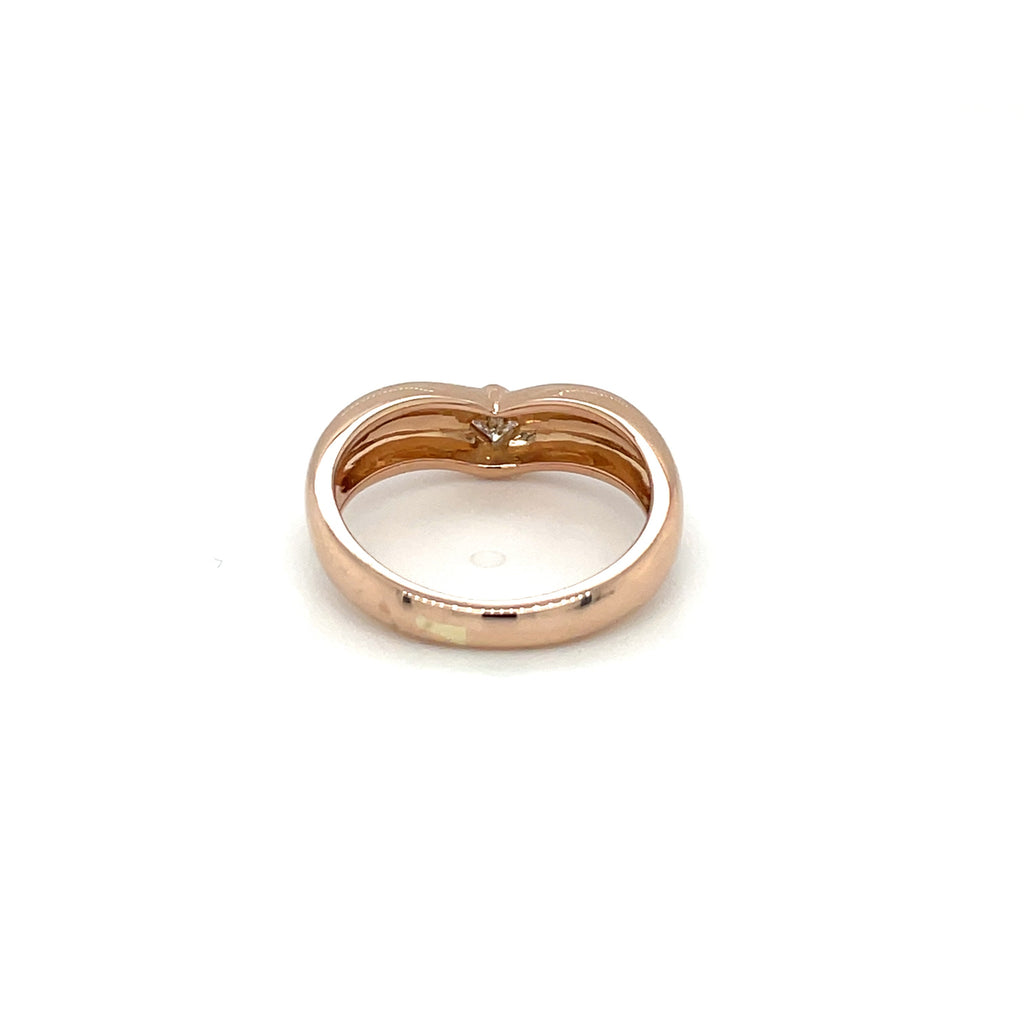 18ct Rose Gold Diamond Wishbone Stack Ring (L1/2)