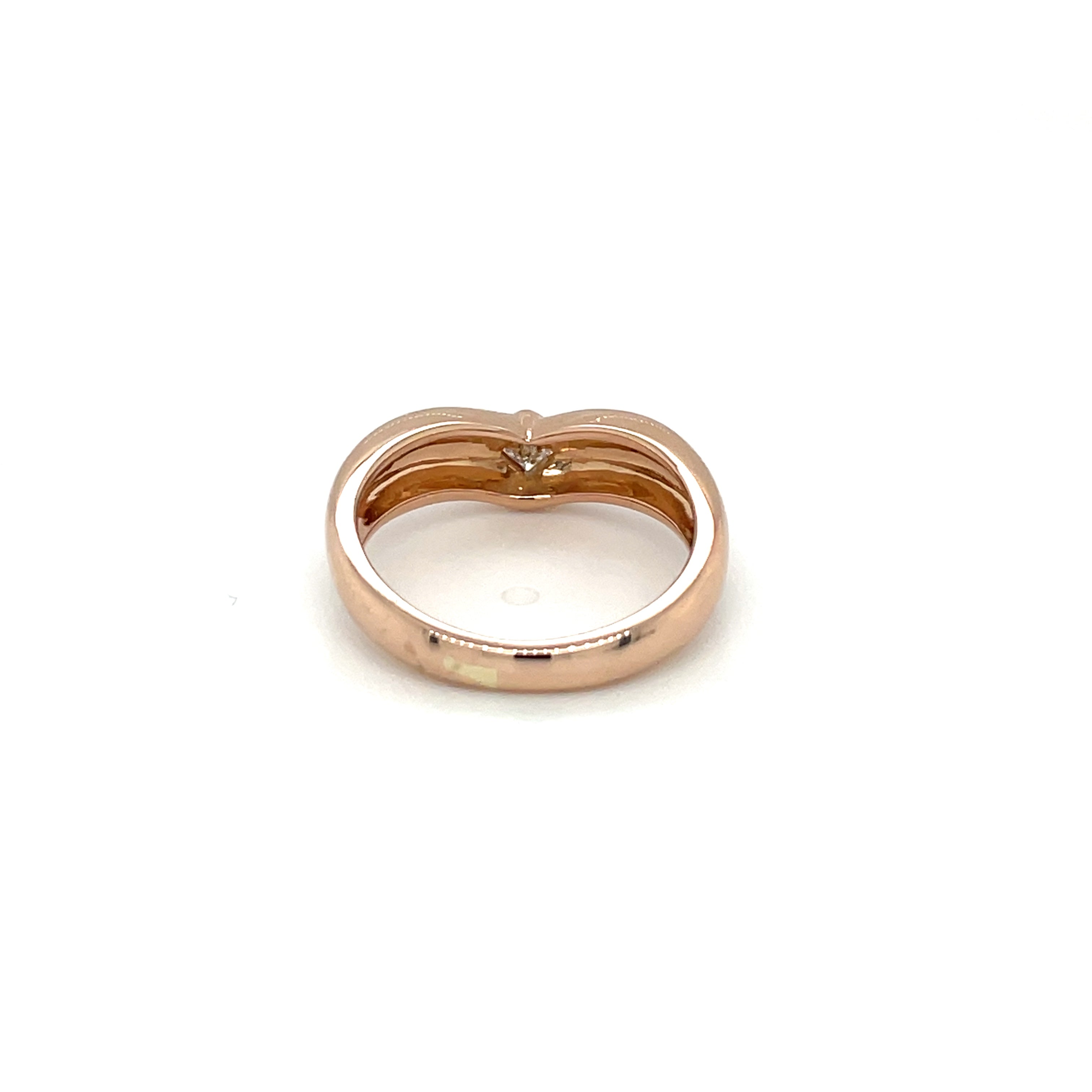 18ct Rose Gold Diamond Wishbone Stack Ring (L1/2)
