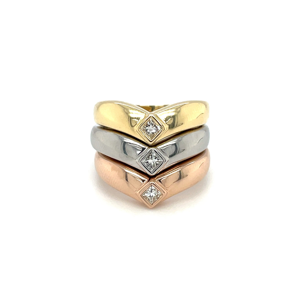 18ct Rose Gold Diamond Wishbone Stack Ring (L1/2)