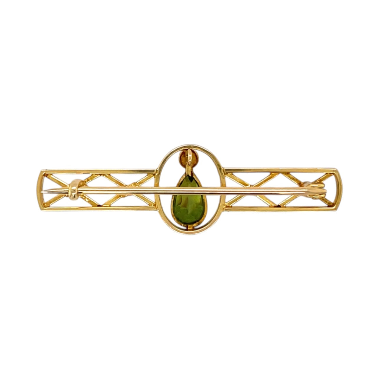 15ct Yellow gold Peridot & Pearl Brooch