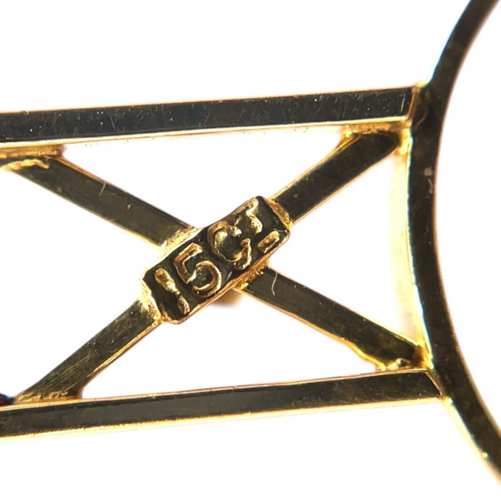 15ct Yellow gold Peridot & Pearl Brooch