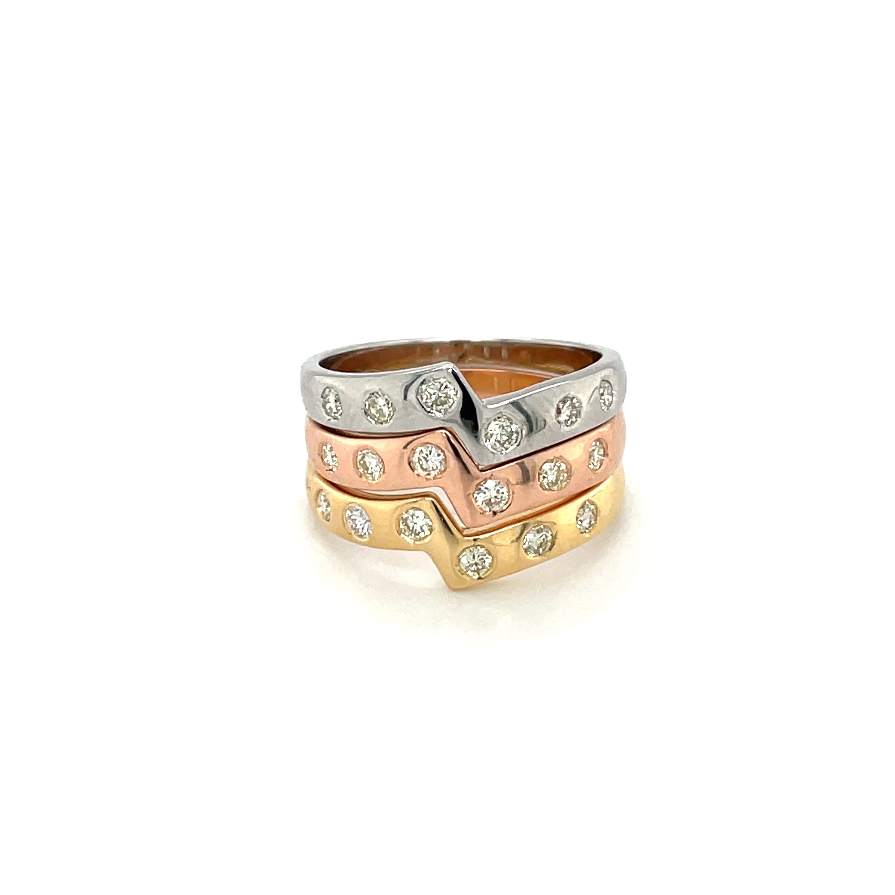 18ct Rose Gold Diamond Stacking Ring (M)