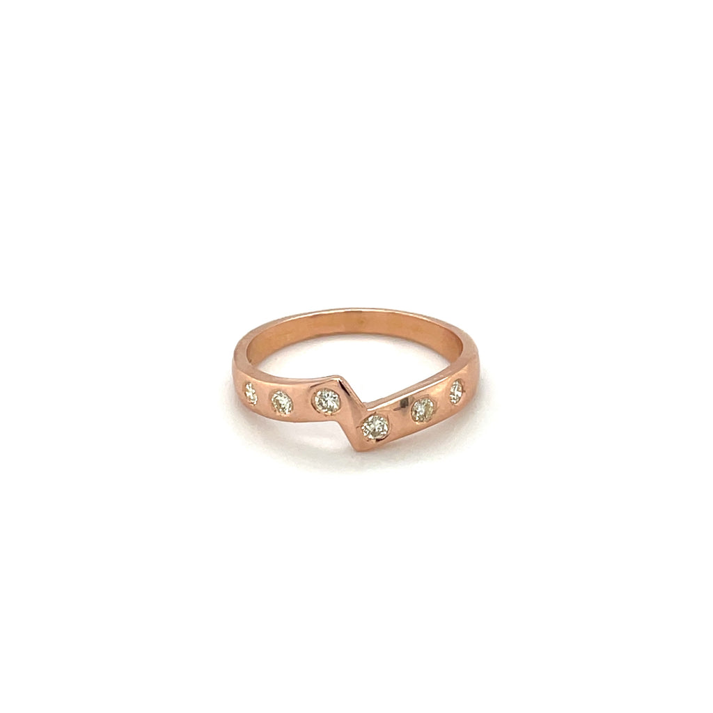 18ct Rose Gold Diamond Stacking Ring (M)