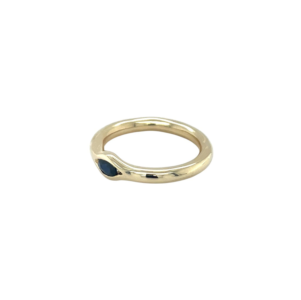 14ct Yellow Gold Oval Sapphire Solitaire Ring (M1/2)