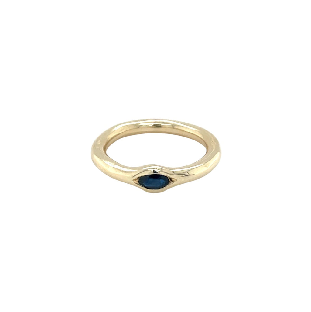 14ct Yellow Gold Oval Sapphire Solitaire Ring (M1/2)