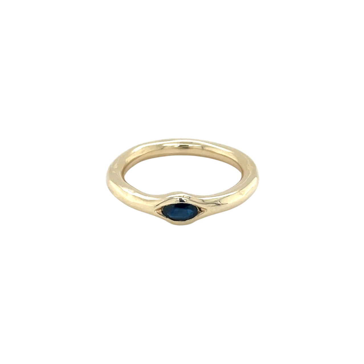 14ct Yellow Gold Oval Sapphire Solitaire Ring (M1/2)