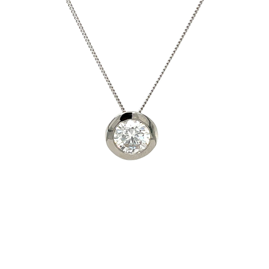14ct White Gold Diamond Pendant & Chain (14")