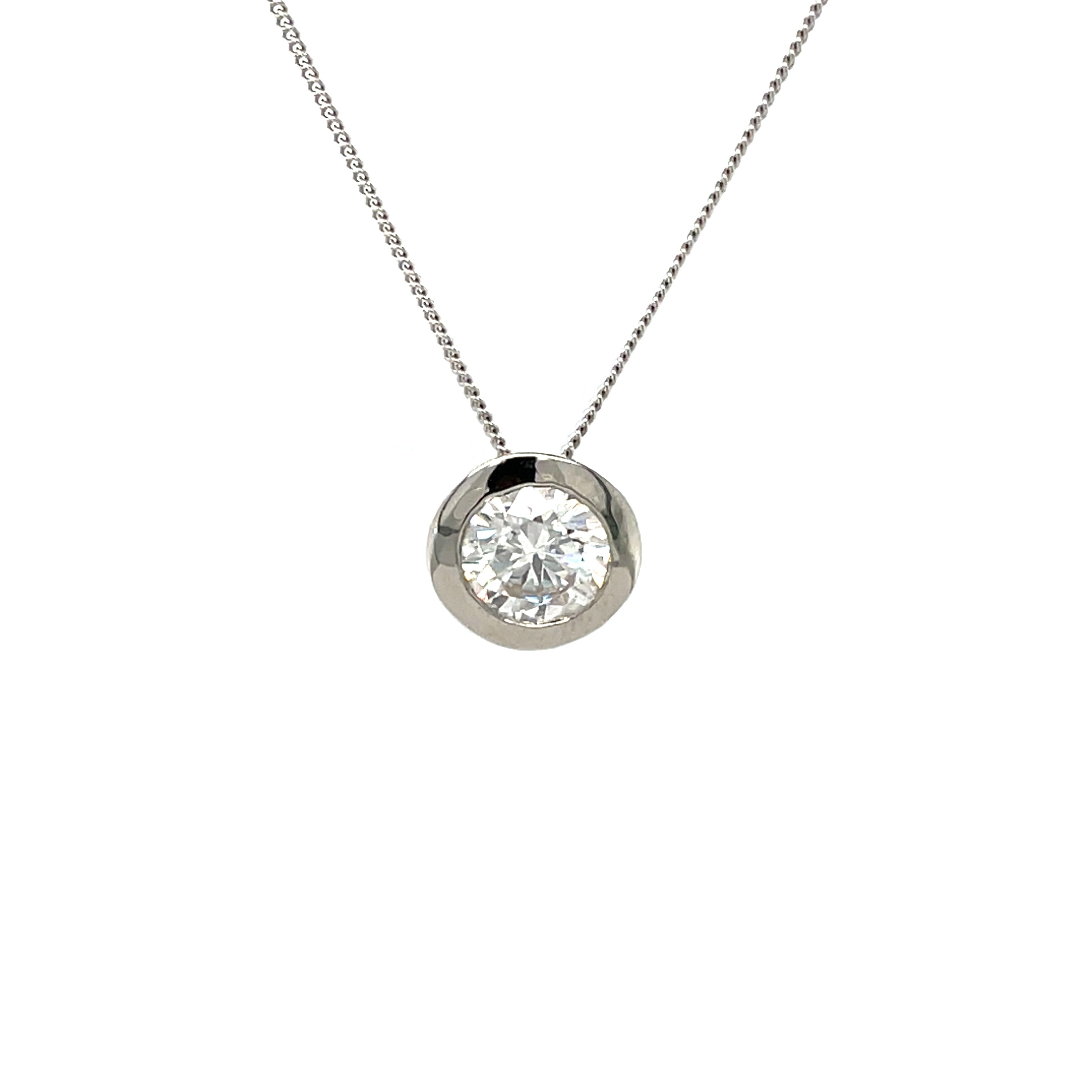 14ct White Gold Diamond Pendant & Chain (14")