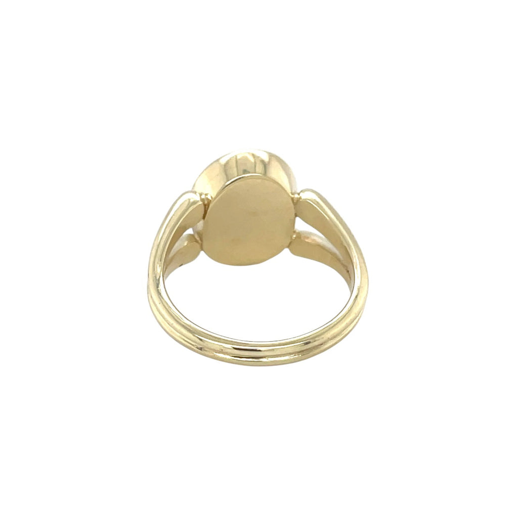 14ct Yellow Gold Split Shank Coat of Arms Signet Ring (R)