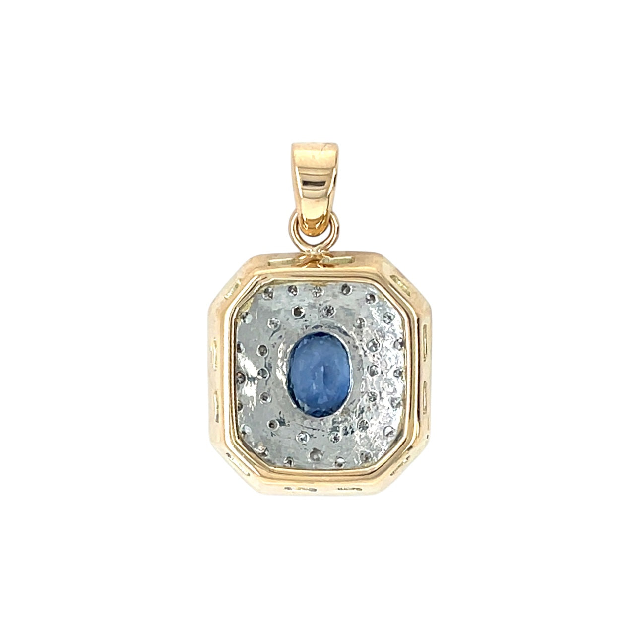 15ct Yellow & White Gold Oval Sapphire & Diamond Pendant
