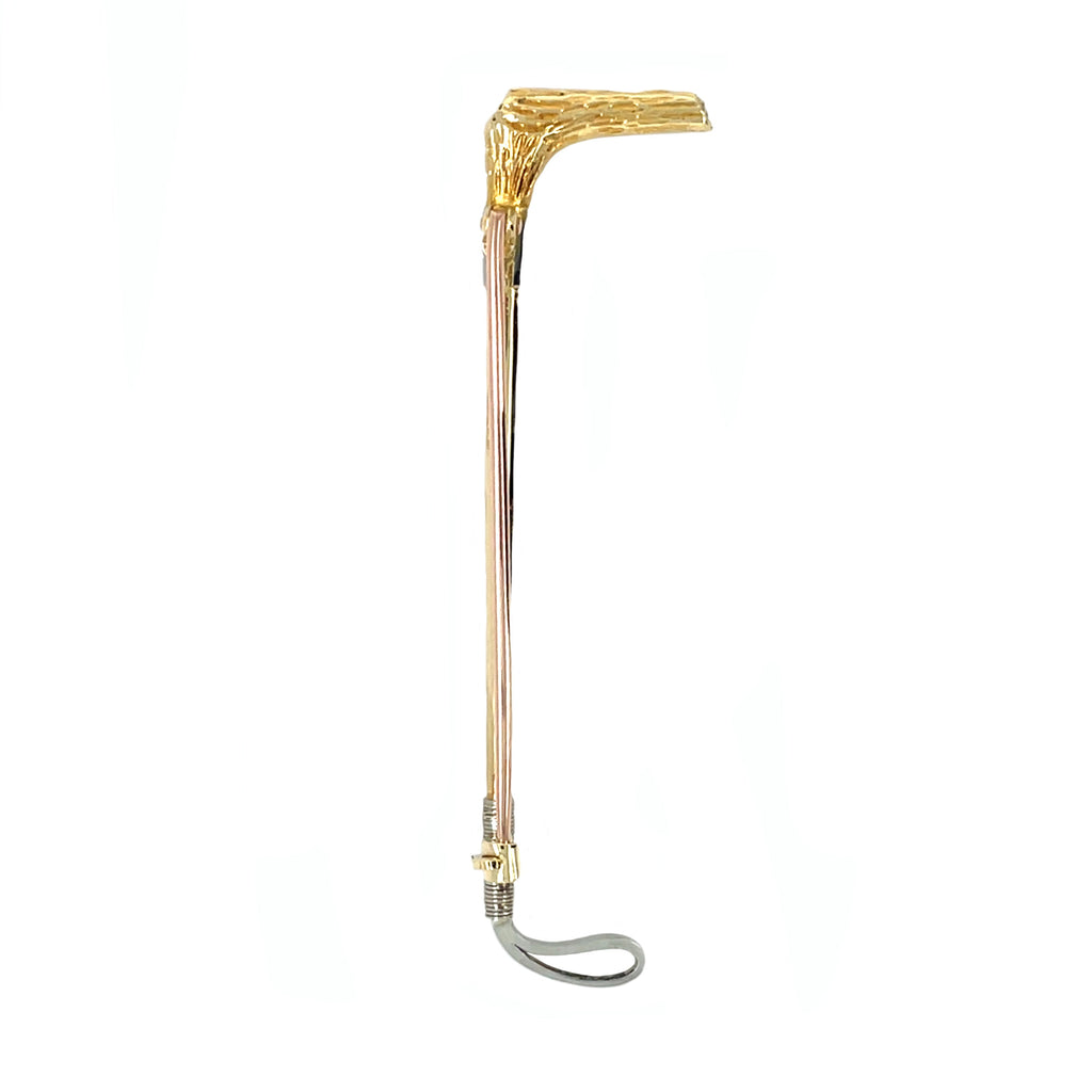 15ct & 9ct Yellow, White & Rose Gold Hunting Crop Lapel Pin