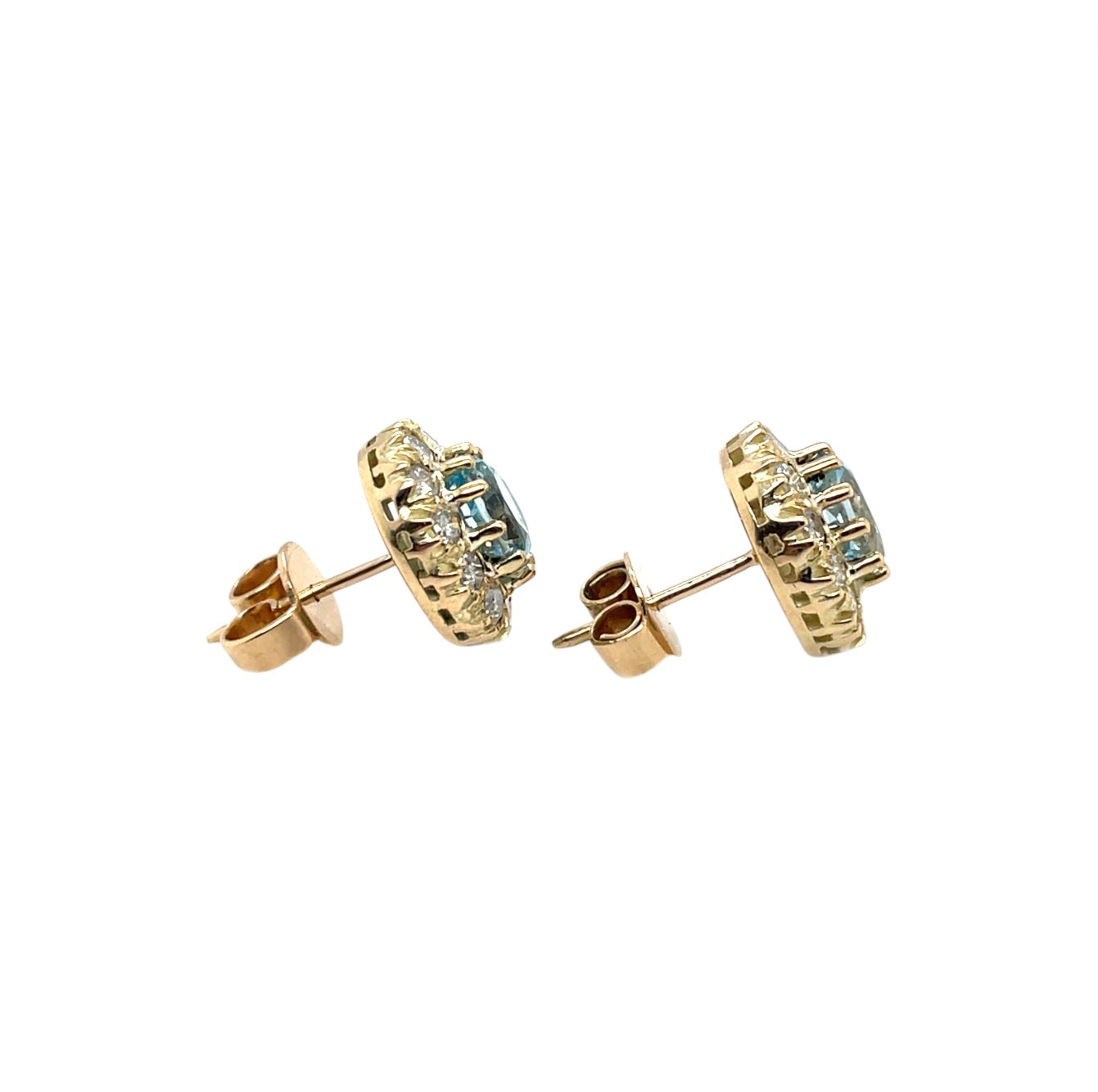 15ct Yellow Gold Topaz & Diamond Cluster Stud Earrings