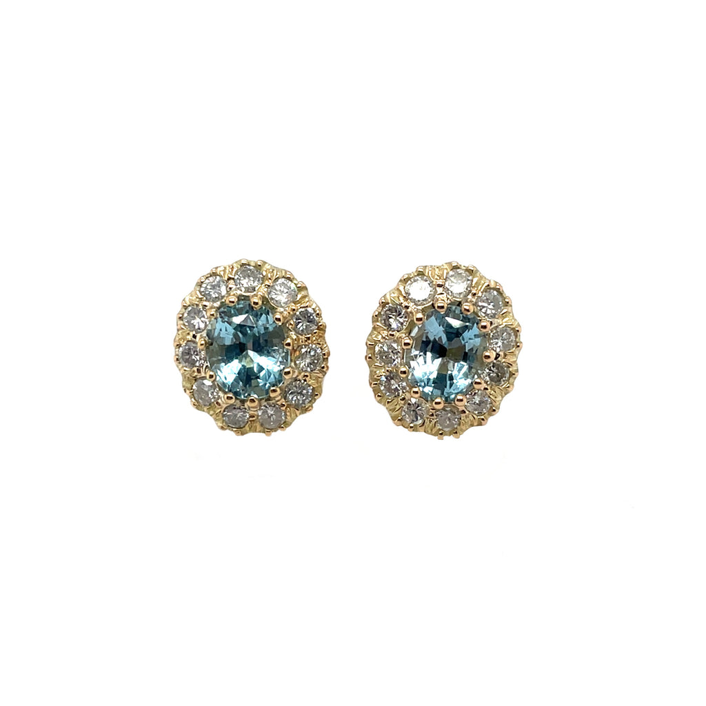 15ct Yellow Gold Topaz & Diamond Cluster Stud Earrings