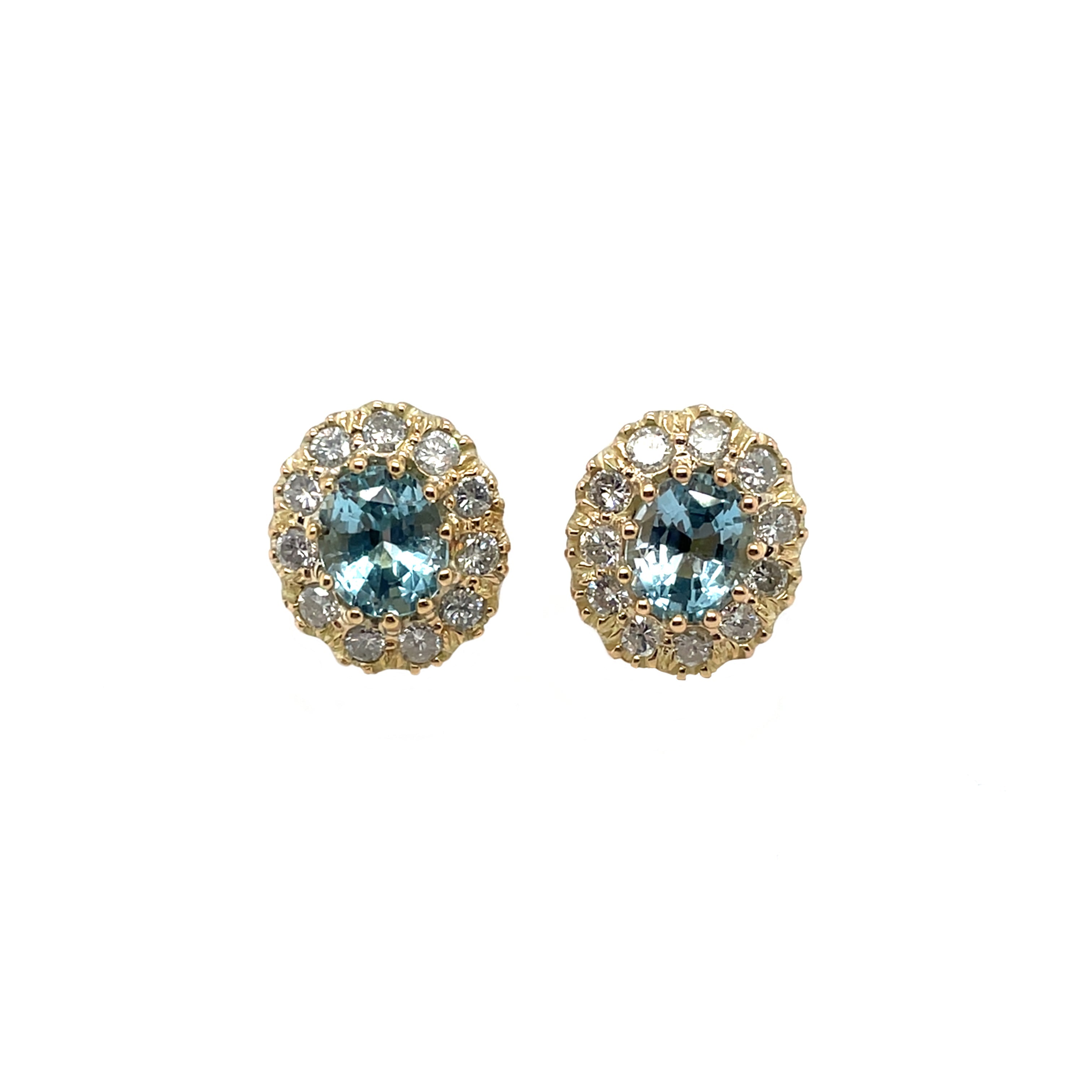 15ct Yellow Gold Topaz & Diamond Cluster Stud Earrings