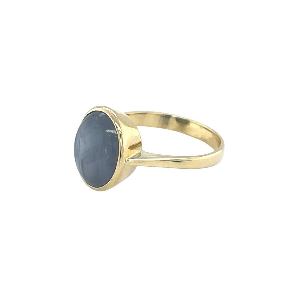 14ct Yellow Gold Sapphire Asterist Stone Ring (S)