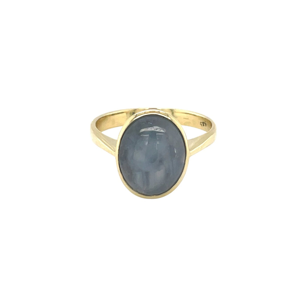 14ct Yellow Gold Sapphire Asterist Stone Ring (S)