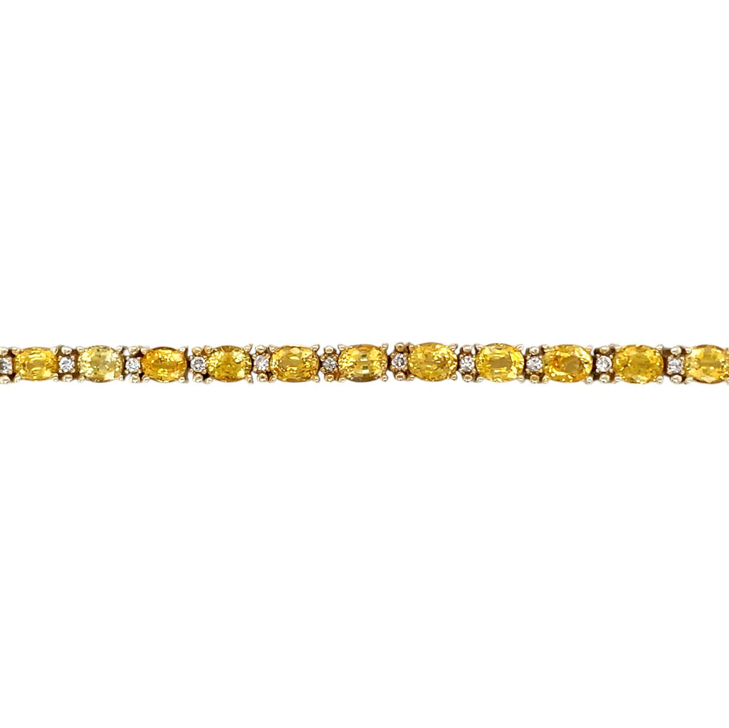 14ct Yellow Gold Yellow Sapphire & Diamond Line Bracelet