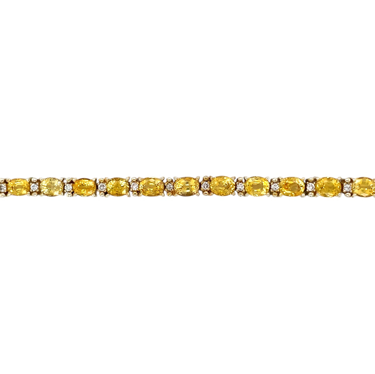 14ct Yellow Gold Yellow Sapphire & Diamond Line Bracelet