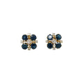 14ct Yellow Gold Blue Sapphire & Diamond Cluster Stud Earrings