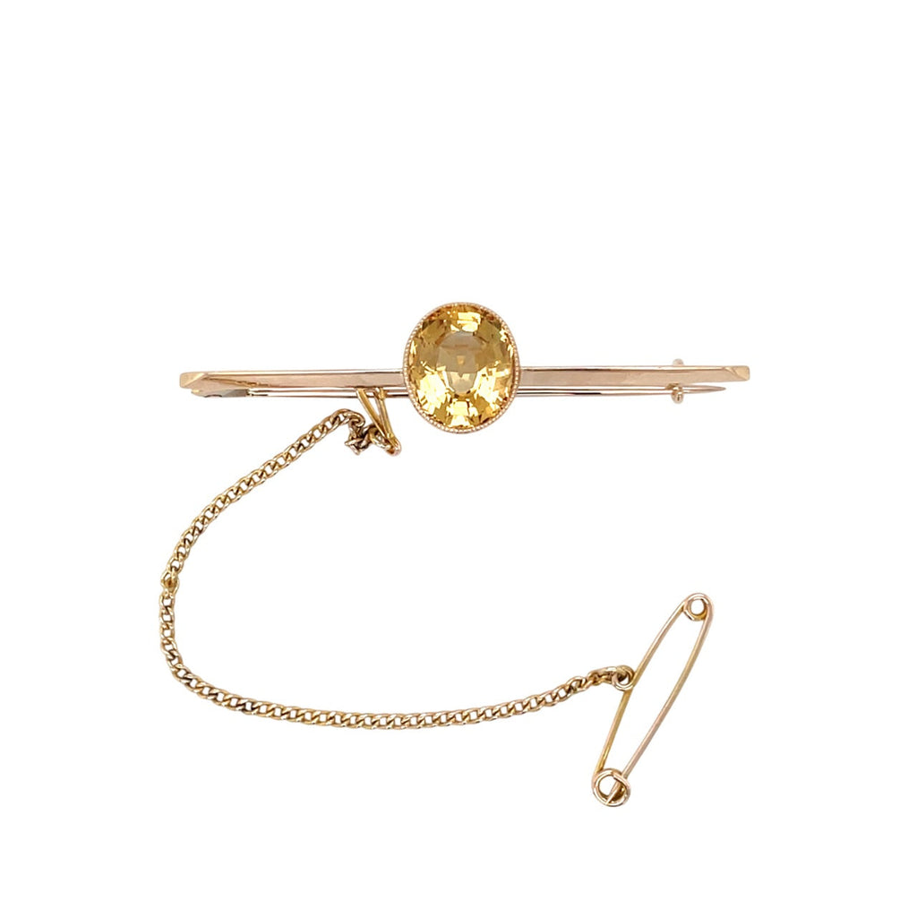 15ct Yellow Gold Topaz Brooch