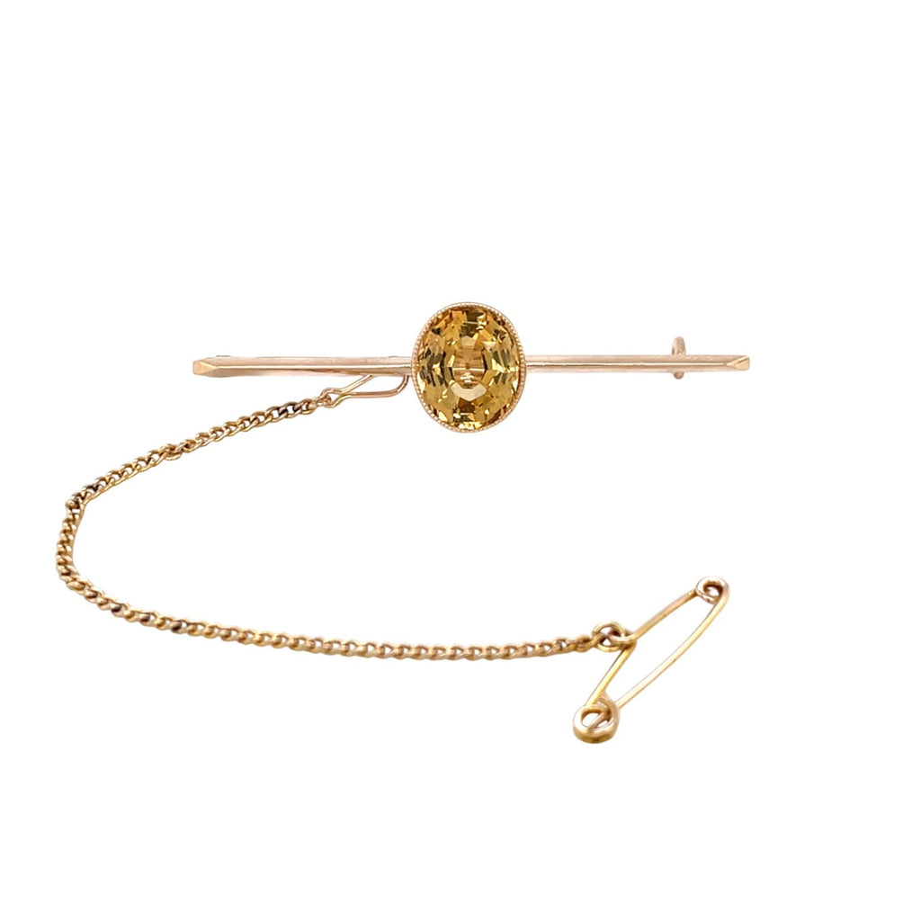 15ct Yellow Gold Topaz Brooch