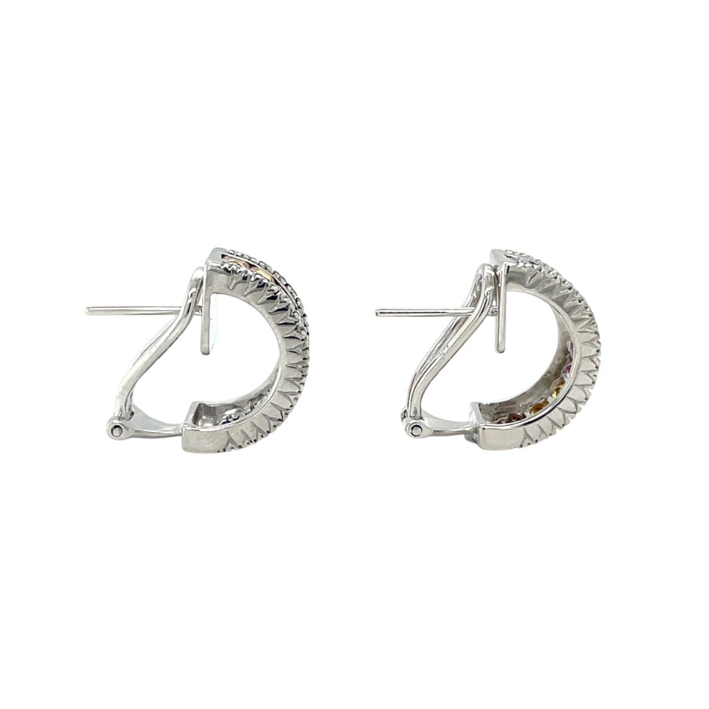 14ct White Gold Princess-Cut Rainbow Sapphires & Diamond Hoop Earrings