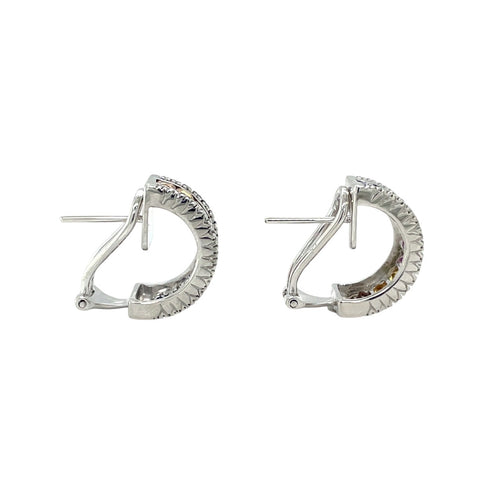 14ct White Gold Princess-Cut Rainbow Sapphires & Diamond Hoop Earrings
