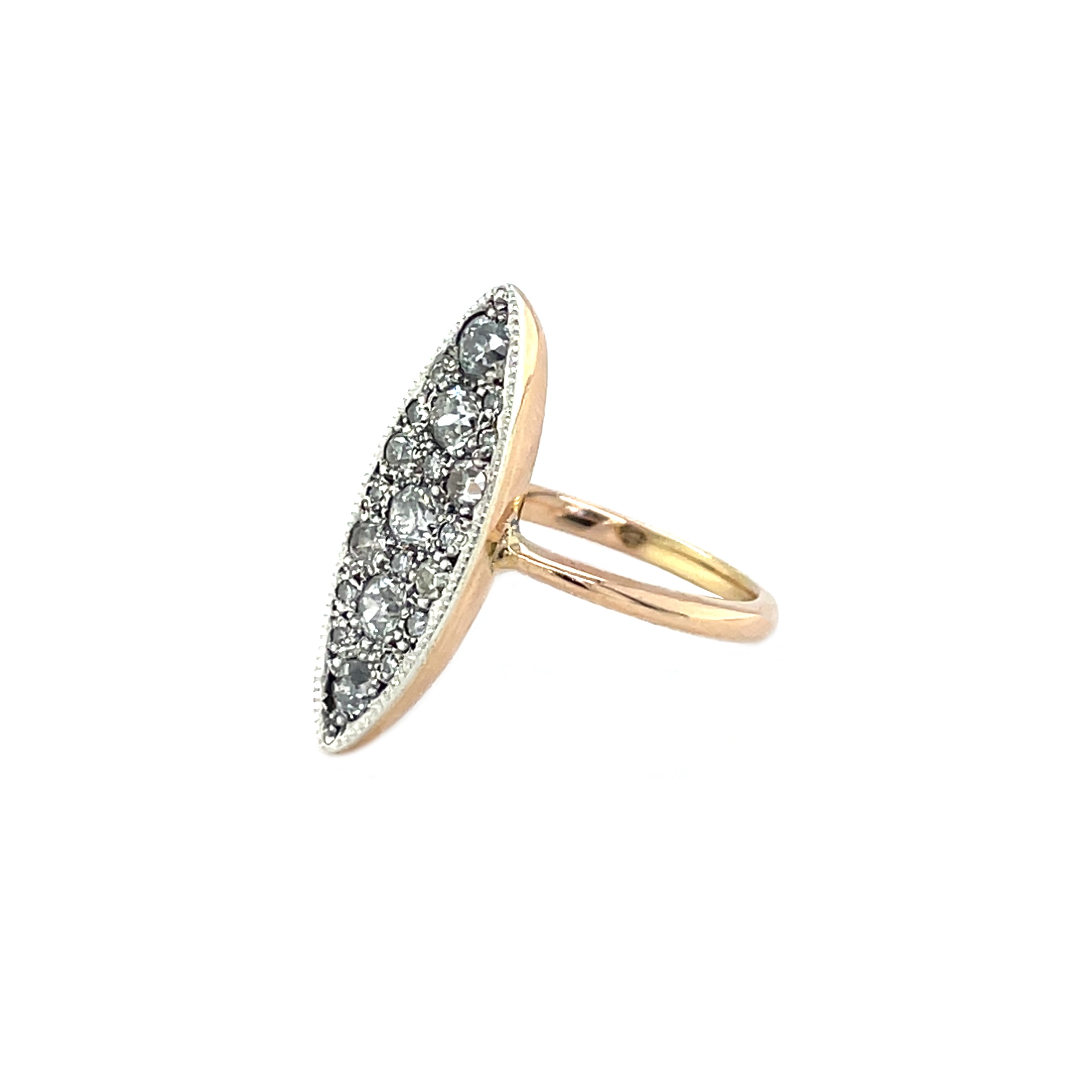 18ct Rose Gold Navette Diamond Ring (N1/2)