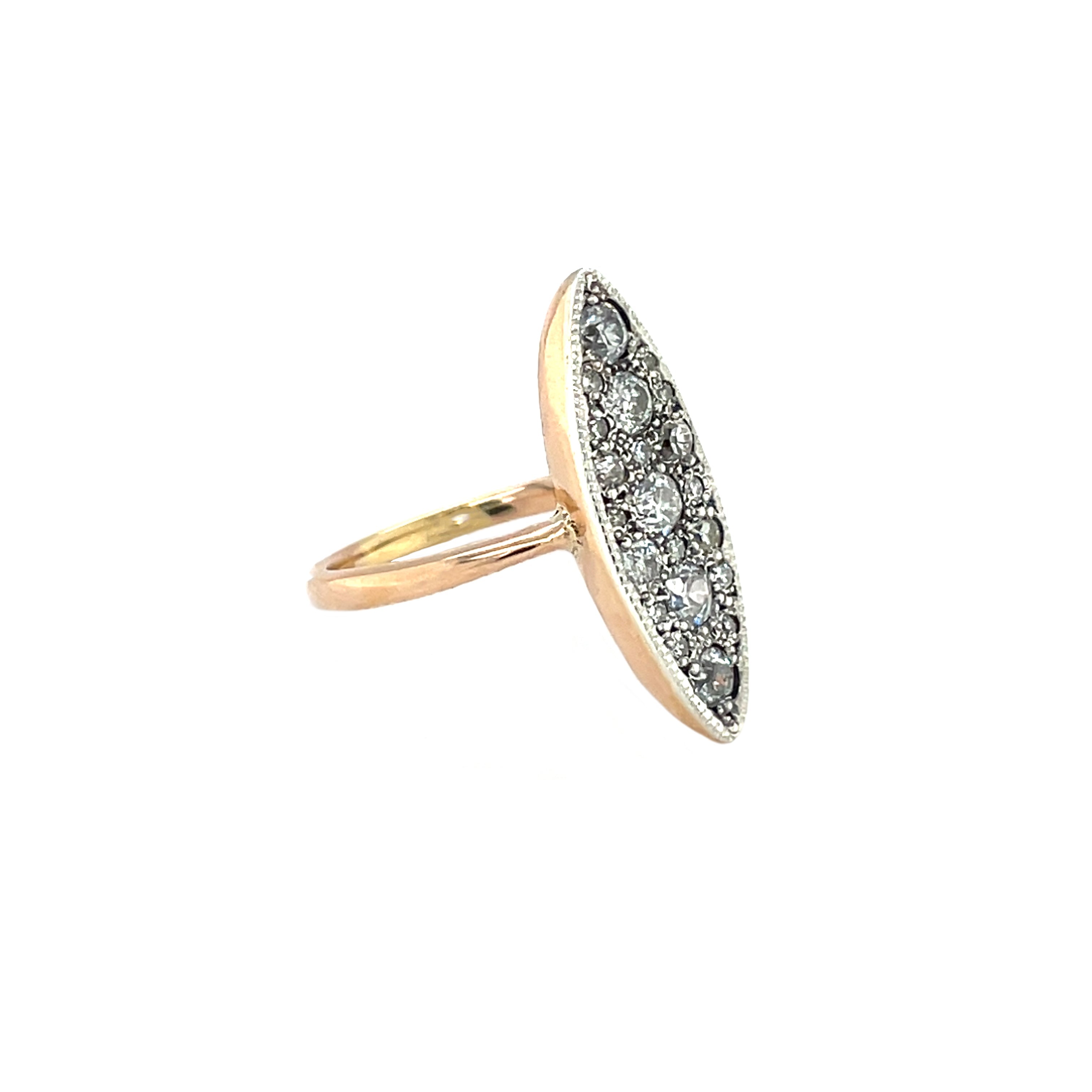 18ct Rose Gold Navette Diamond Ring (N1/2)