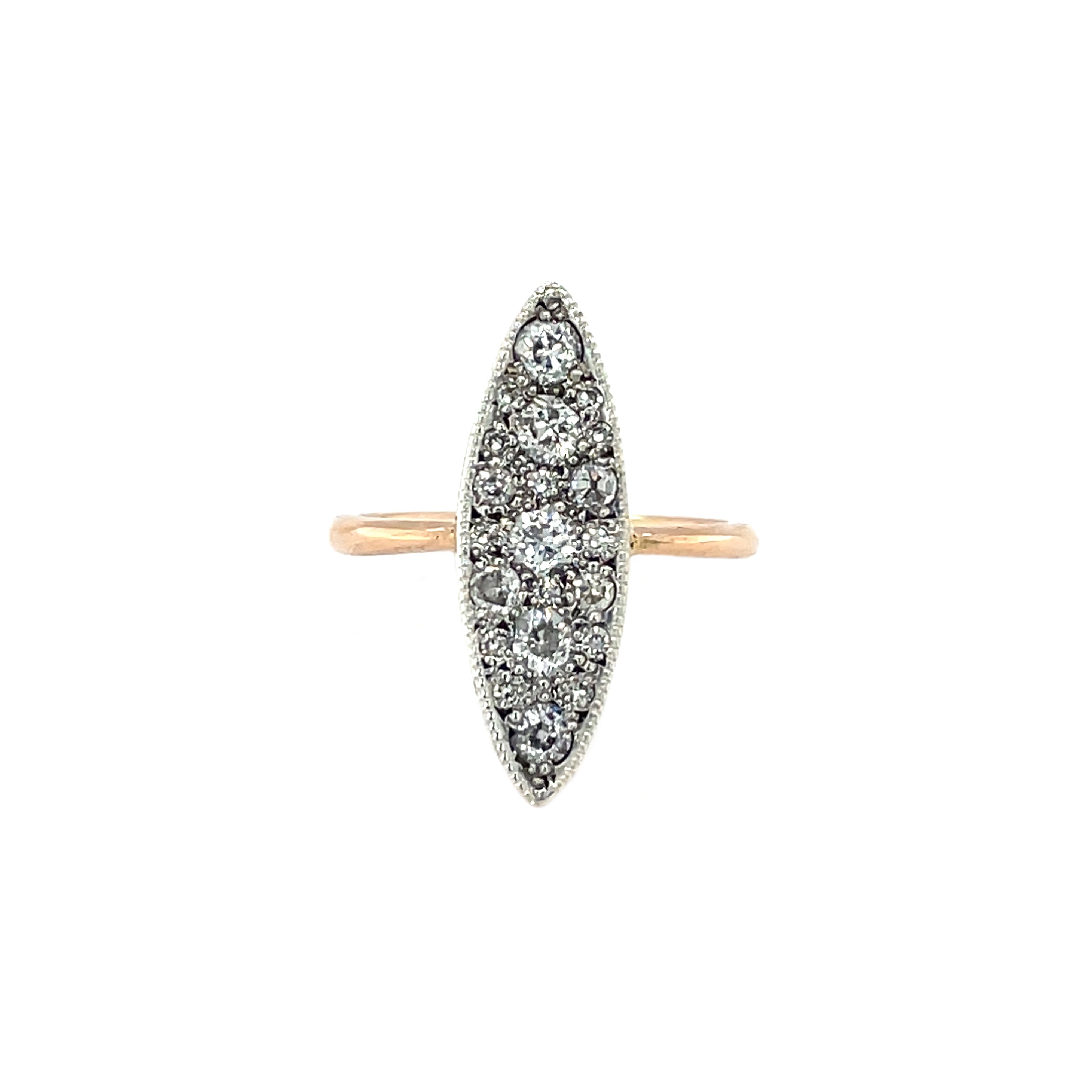 18ct Rose Gold Navette Diamond Ring (N1/2)