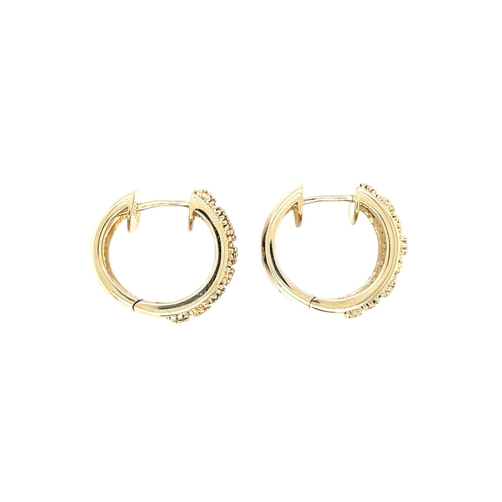 14ct Yellow Gold Sapphire & Diamond Huggie Hoop Earrings
