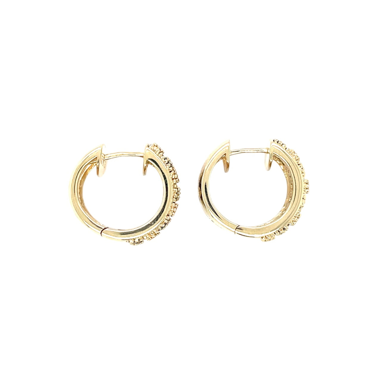 14ct Yellow Gold Sapphire & Diamond Huggie Hoop Earrings
