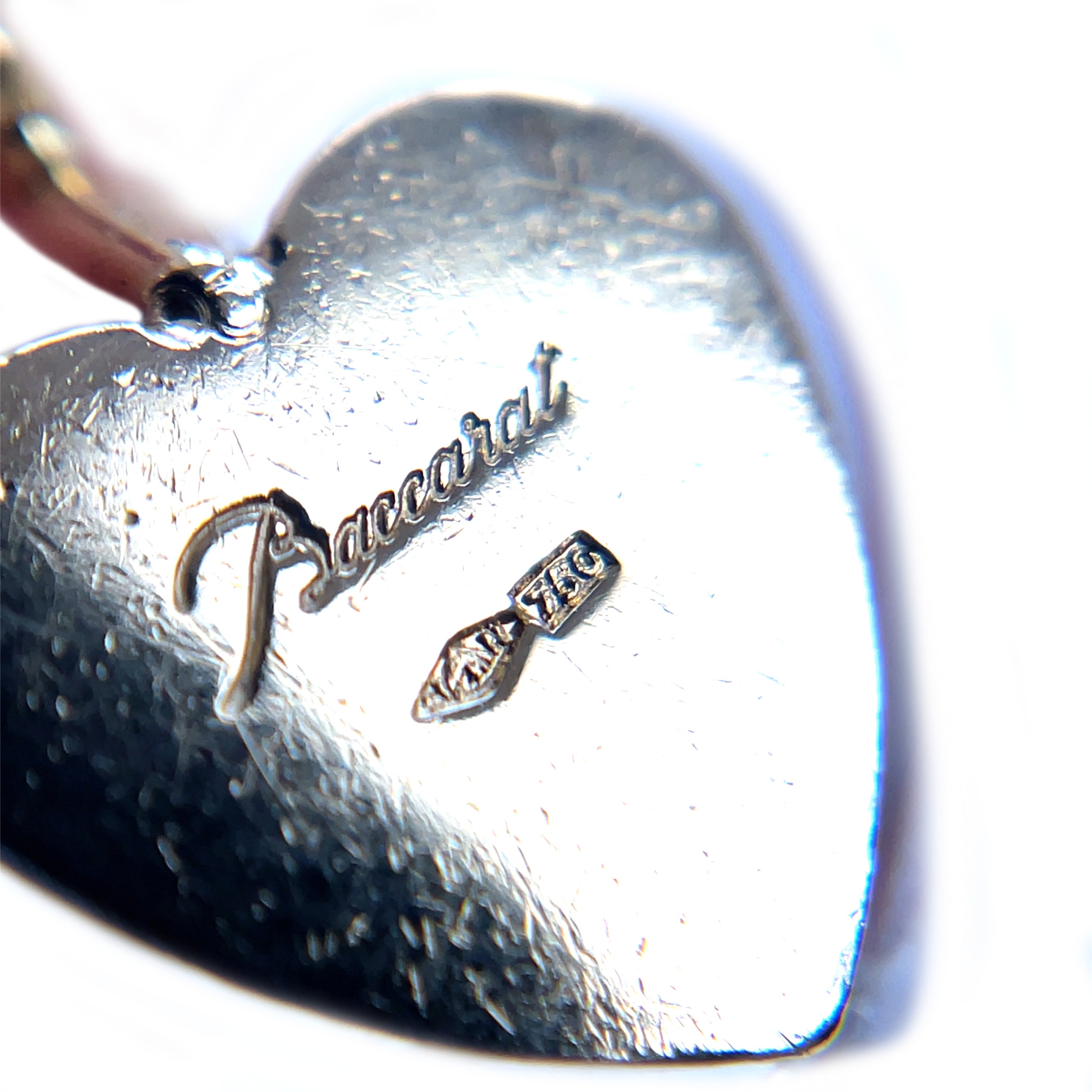 18ct Gold & Rock Baccarat Crystal Heart Pendant
