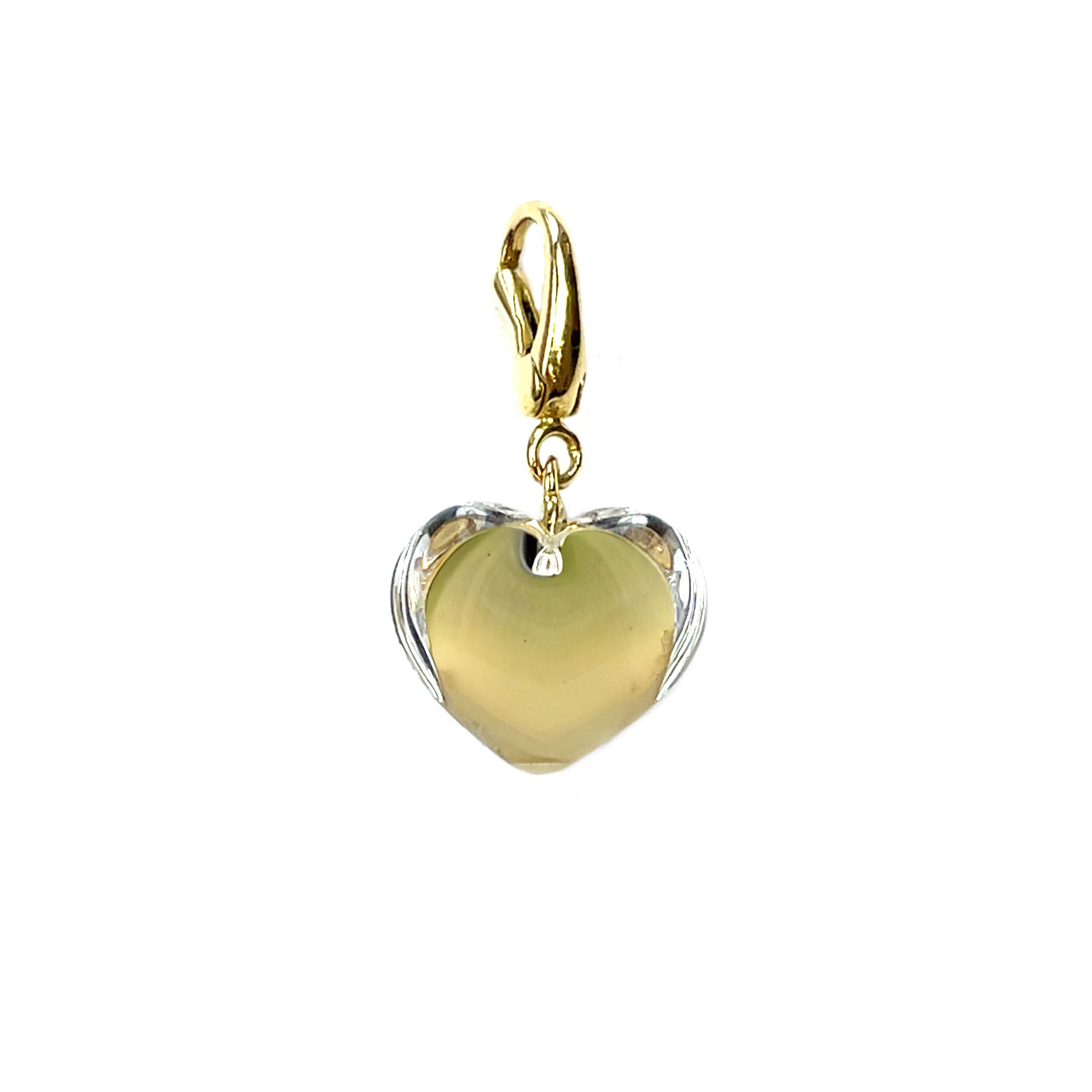 18ct Gold & Rock Baccarat Crystal Heart Pendant