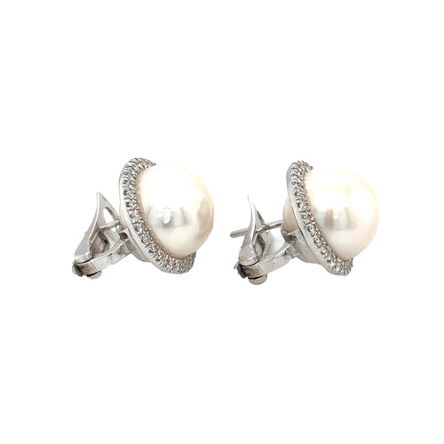 14ct White Gold Akoya Pearl and Diamond Earrings