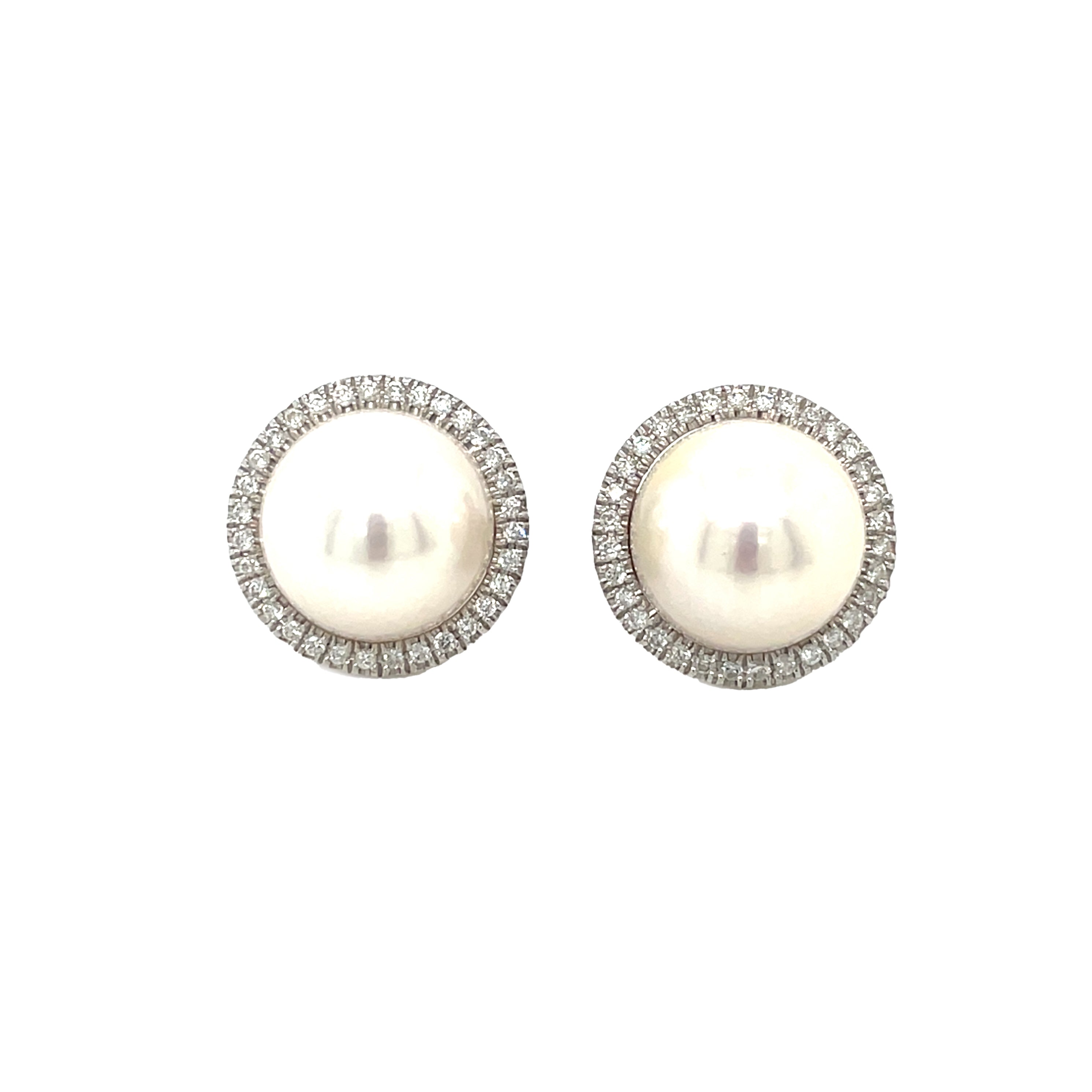 14ct White Gold Akoya Pearl and Diamond Earrings